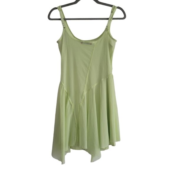 Urban Outfitters Green Mesh Asymmetrical Hem Spaghetti Strap Dress Scoop Neck - Picture 2 of 8